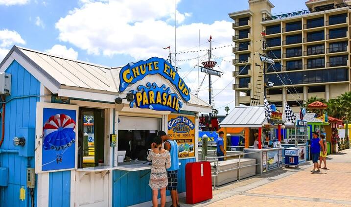 Palm Pavilion Beachside Grill & Bar with its beachfront restaurants and palm harbor