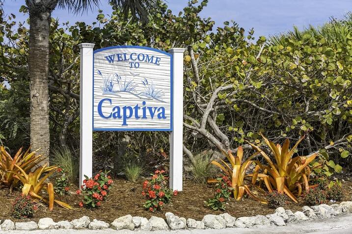 Aerial view of Captiva Island, a remote beach with unspoiled beaches and pristine coastline