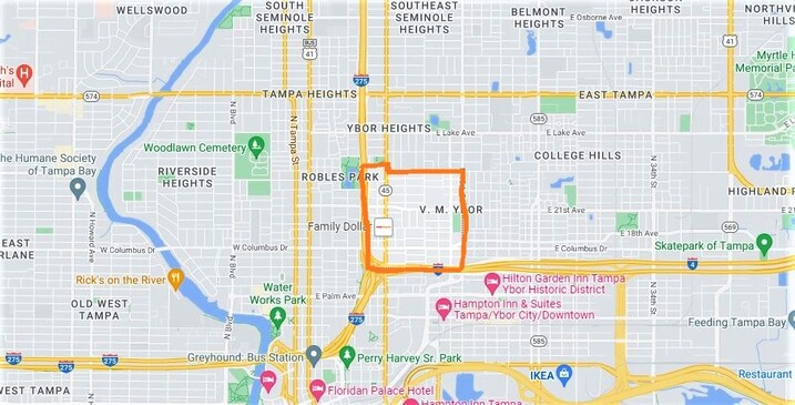 A map of Tampa showing concentrations of sex offenders