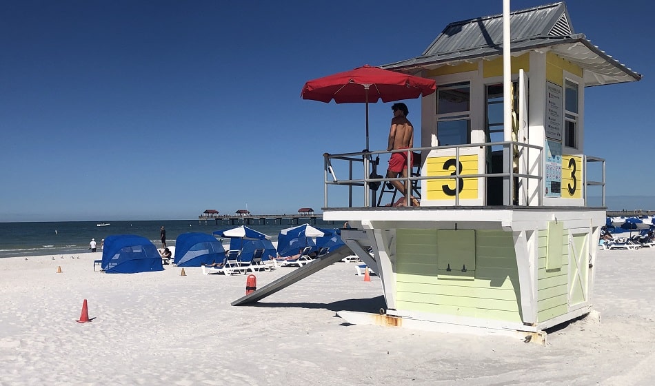 Close-up of powdery white sand at Clearwater Beach
