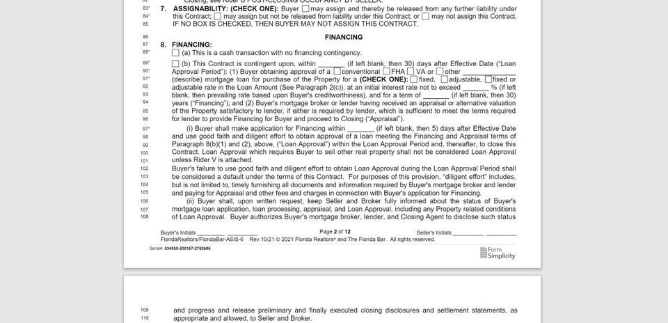 AS IS 2023 Assignability & Financing