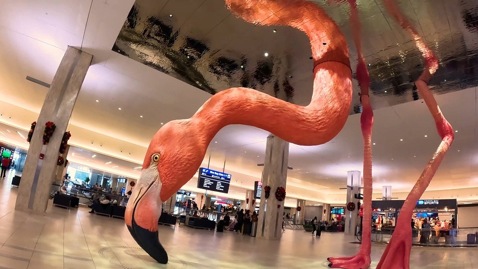 Giant Flamingo Inside Of The Tampa Airport